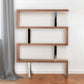 67" Walnut Manufactured Wood Four Tier Zig Zag Bookcase