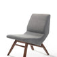 22" Gray And Brown Upholstered Lounge Chair With Ottoman