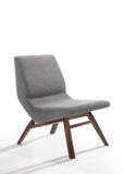22" Gray And Brown Upholstered Lounge Chair With Ottoman
