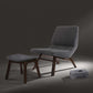 22" Gray And Brown Upholstered Lounge Chair With Ottoman