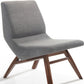 22" Gray And Brown Upholstered Lounge Chair With Ottoman