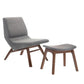 22" Gray And Brown Upholstered Lounge Chair With Ottoman