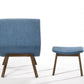 22" Blue And Brown Upholstered Lounge Chair With Ottoman