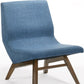 22" Blue And Brown Upholstered Lounge Chair With Ottoman
