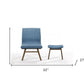 22" Blue And Brown Upholstered Lounge Chair With Ottoman