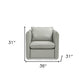 36" Gray And Silver Genuine Leather Swivel Lounge Chair