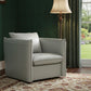 36" Gray And Silver Genuine Leather Swivel Lounge Chair