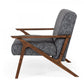 24" Gray And Brown Upholstered Arm Chair