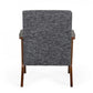 24" Gray And Brown Upholstered Arm Chair