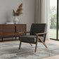 24" Gray And Brown Upholstered Arm Chair