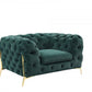 50" Green And Gold Velvet Tufted Club Chair