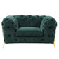50" Green And Gold Velvet Tufted Club Chair