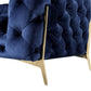 50" Blue And Gold Velvet Tufted Lounge Chair