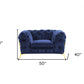 50" Blue And Gold Velvet Tufted Lounge Chair