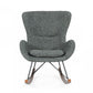 30" Gray and Brown Faux Fur Metal And Solid Wood Rocking Chair