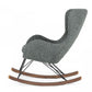 30" Gray and Brown Faux Fur Metal And Solid Wood Rocking Chair
