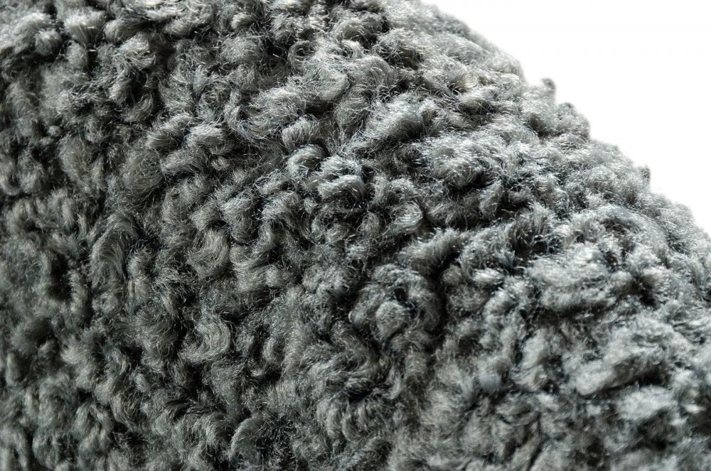 30" Gray and Brown Faux Fur Metal And Solid Wood Rocking Chair