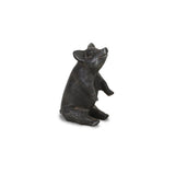 8" Black Metal Pig Hand Painted Figurine Tabletop Sculpture