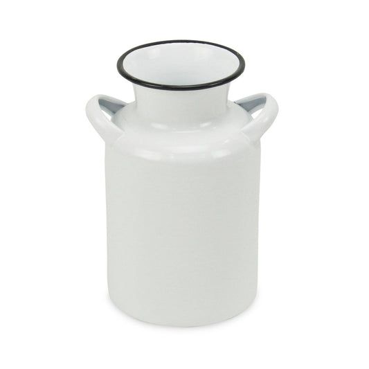 8" Black And White Metal Jug Vase