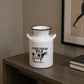 8" Black And White Metal Jug Vase