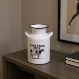 8" Black And White Metal Jug Vase