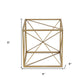 8" Gold Metal Abstract Geo Cube Sculpture