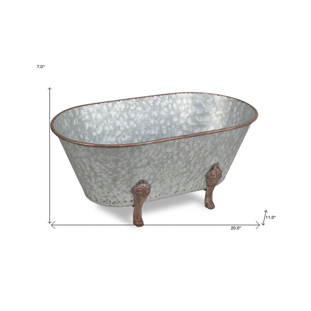 7" Gray Galvanized Metal Hand Painted Tabletop Sculpture