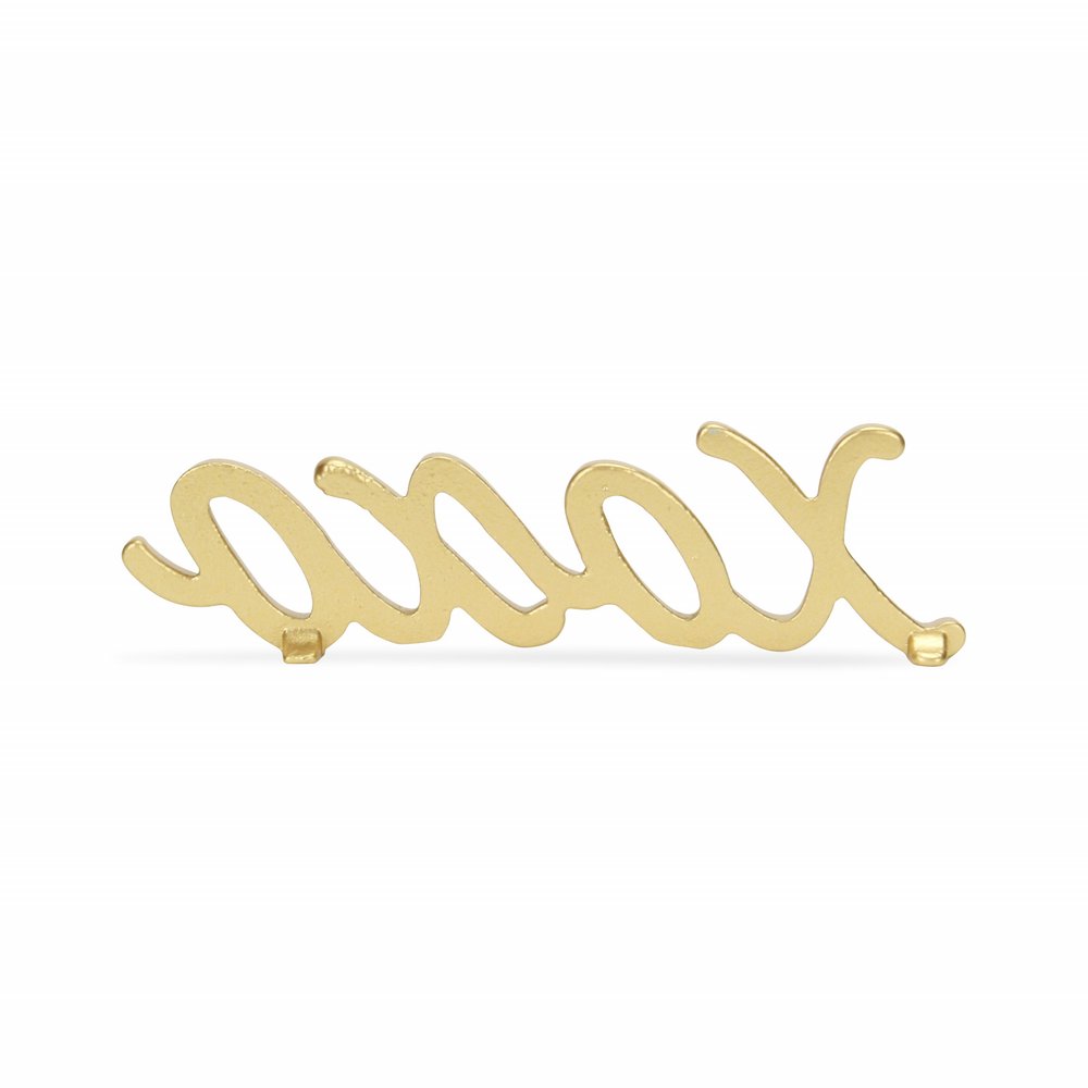 3" Gold Cast Iron Hand Painted XOXO Sentiment Tabletop Sculpture