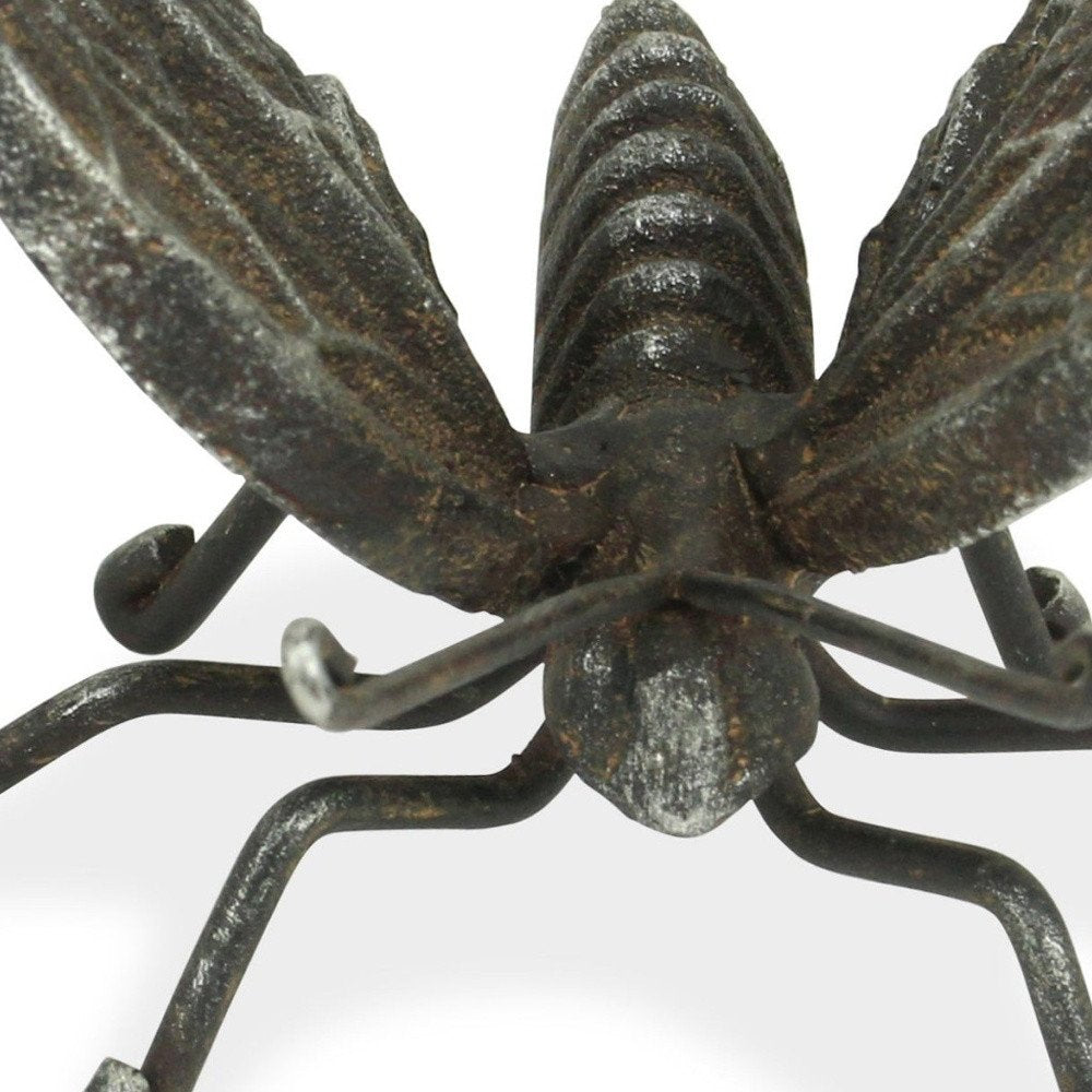 4" Black Cast Iron Butterfly Hand Painted Tabletop Sculpture