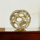 4" Gold Cast Iron Hand Painted Decorative Orb Tabletop Sculpture