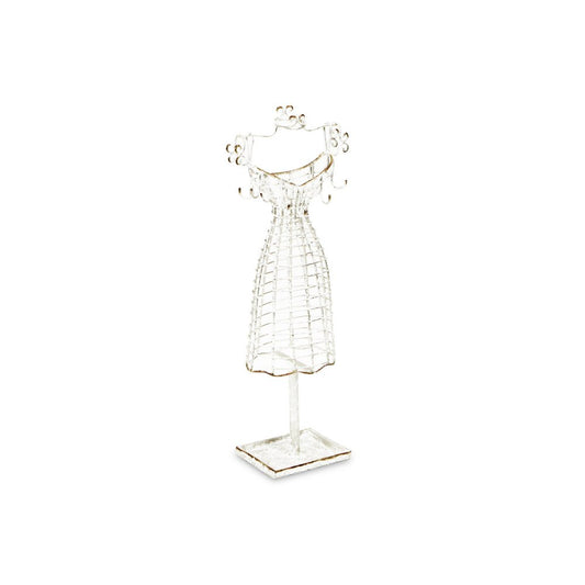 17" Silver Metal Dress Form Sculpture and Jewelry Holder
