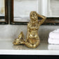6" Antiqued Brass Cast Iron Mermaid Hand Painted Statue Tabletop Sculpture