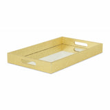 16" Gold Rectangular Wood Handmade Tray With Handles