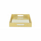 16" Gold Rectangular Wood Handmade Tray With Handles