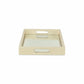 16" White Gold Rectangular Wood Handmade Tray With Handles