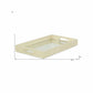 16" White Gold Rectangular Wood Handmade Tray With Handles