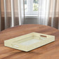 16" White Gold Rectangular Wood Handmade Tray With Handles