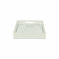 16" White Silver Rectangular Wood Handmade Tray With Handles