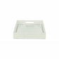 16" White Silver Rectangular Wood Handmade Tray With Handles