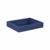 10" Navy Blue Mirrored Glass And Wood Faux Shagreen Vanity Tray