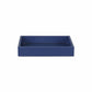 10" Navy Blue Mirrored Glass And Wood Faux Shagreen Vanity Tray