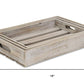 19" Gray Rectangular Wood Handmade Tray With Handles