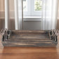 Set of Four Brown Wood Handmade Serving Tray With Handles
