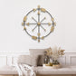 26" X 25" Brass and Black Metal Distressed Compass Wall Decor