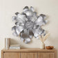 27" X 27" Gray and Off White Galvanized Metal Flower Hanging Dimensional Sculpture
