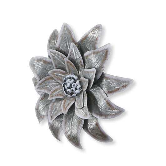27" X 27" Gray and Off White Galvanized Metal Flower Hanging Dimensional Sculpture