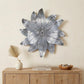 27" X 27" Gray and Off White Galvanized Metal Flower Hanging Dimensional Sculpture