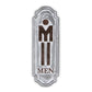 12" X 4" Gray and Brown Handcrafted Mens Room Metal Wall Decor