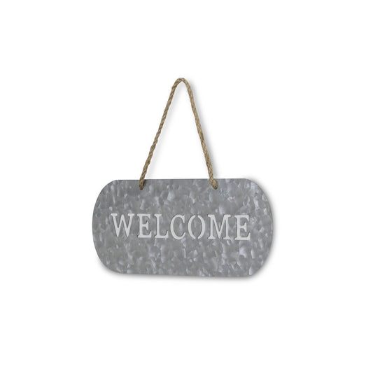 5" X 11" Gray Handcrafted Welcome Galvanized Metal Wall Decor