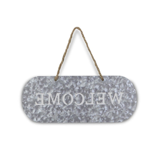 5" X 11" Gray Handcrafted Welcome Galvanized Metal Wall Decor